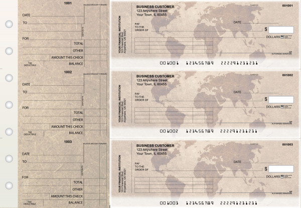 World Map Standard Invoice Business Checks