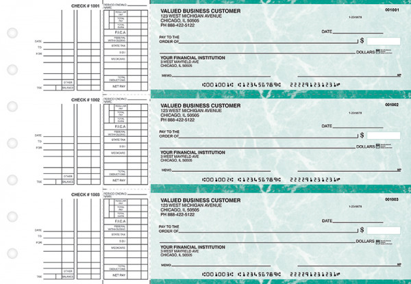 Teal Marble Multi Purpose Business Checks