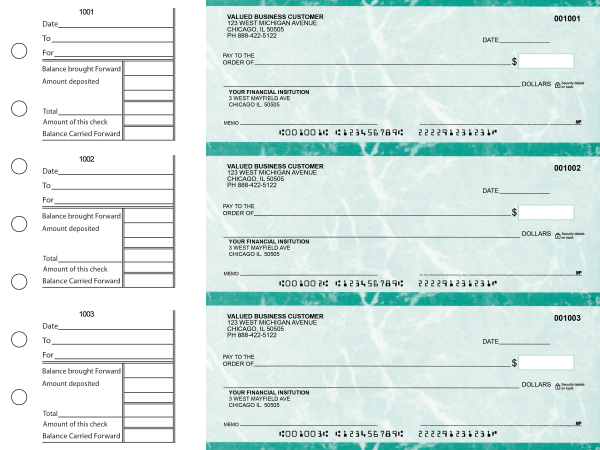 Teal Marble General Business Checks