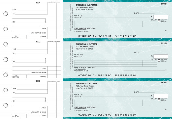Teal Marble Itemized Counter Signature Business Checks