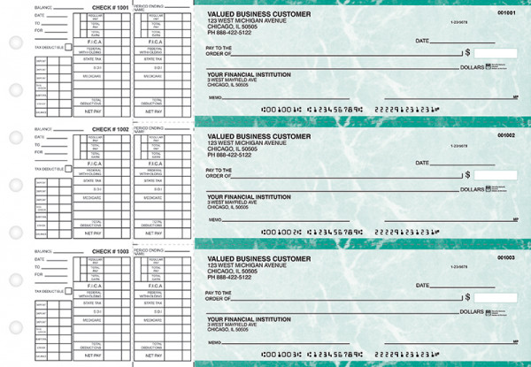 Teal Marble Payroll Business Checks