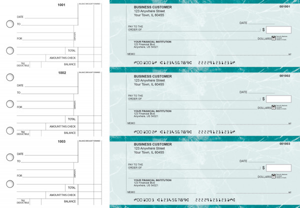 Teal Marble Standard Counter Signature Business Checks