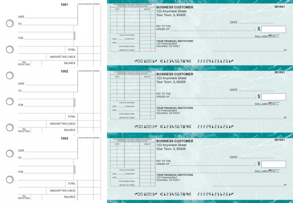 Teal Marble Standard Itemized Invoice Business Checks