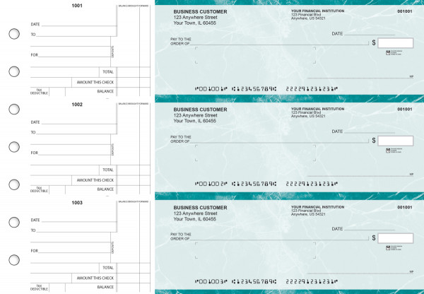 Teal Marble Standard Mailer Business Checks
