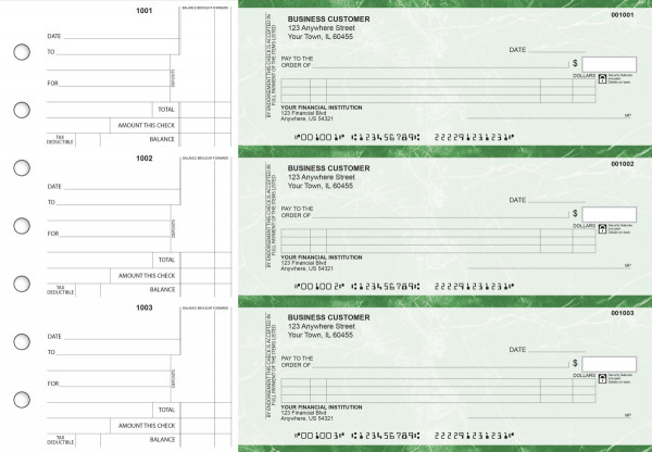 Green Marble Itemized Counter Signature Business Checks