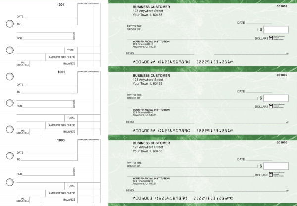 Green Marble Standard Counter Signature Business Checks