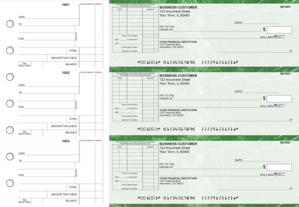 Green Marble Standard Itemized Invoice Business Checks