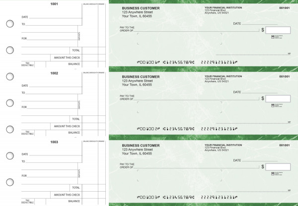 Green Marble Standard Mailer Business Checks
