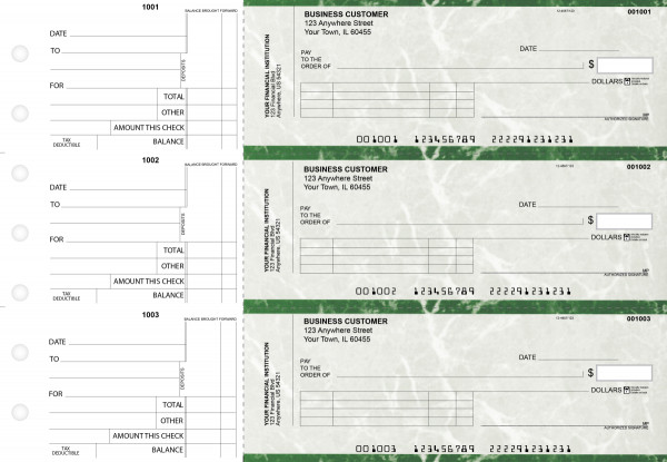 Green Marble Standard Invoice Business Checks