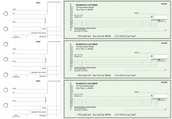 Green Safety Itemized Counter Signature Business Checks