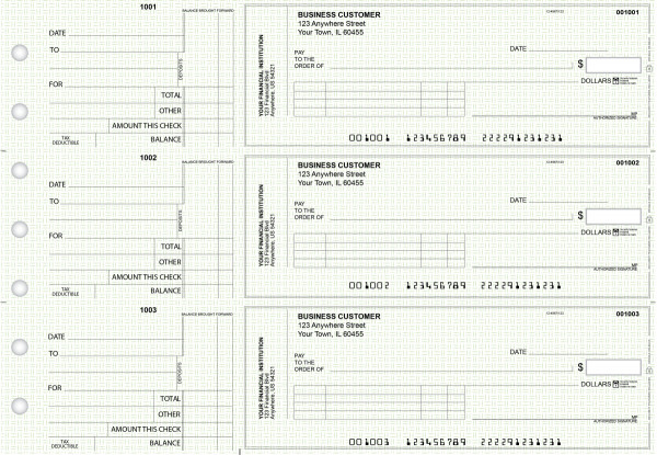 Green Knit Standard Invoice Business Checks