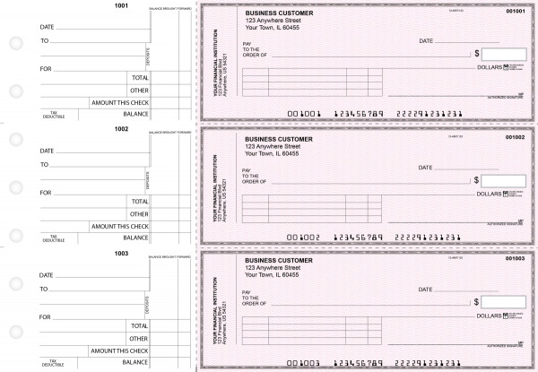 Pink Safety Standard Invoice Business Checks