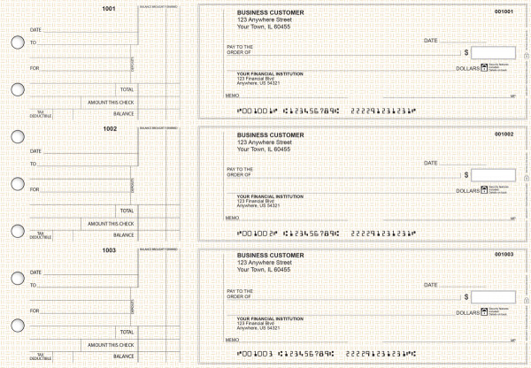 Tan Knit Standard Counter Signature Business Checks
