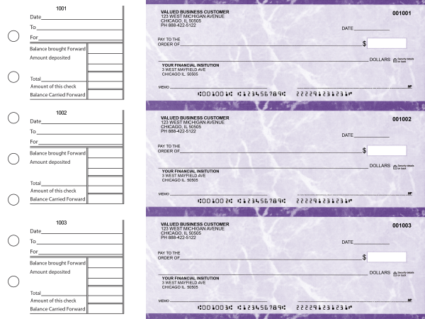 Purple Marble General Business Checks