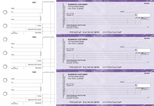 Purple Marble Itemized Counter Signature Business Checks
