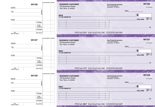 Purple Marble Itemized Payment Business Checks