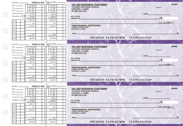 Purple Marble Payroll Business Checks