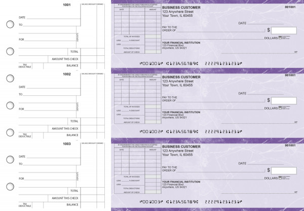Purple Marble Standard Itemized Invoice Business Checks