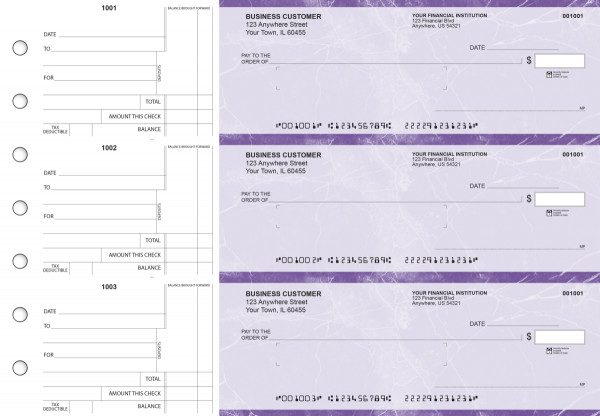 Purple Marble Standard Mailer Business Checks