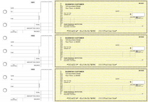Yellow Safety Itemized Counter Signature Business Checks