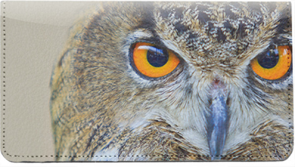 Owl's Eyes Leather Checkbook Cover