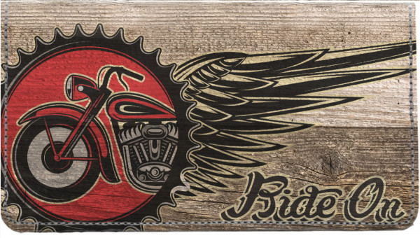 V Twin Chopper Leather Checkbook Cover