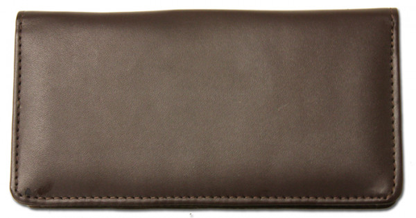 Dark Brown Smooth Leather Checkbook Cover