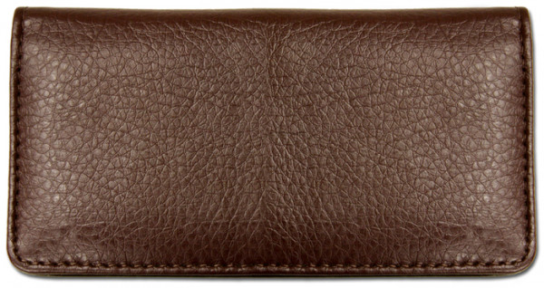 Dark Brown Textured Leather Checkbook Cover