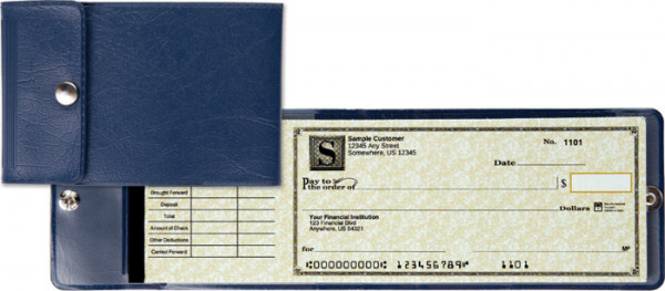 Blue End Stub Vinyl Checkbook Cover