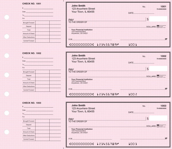 Pink Safety Deskset Personal Checks