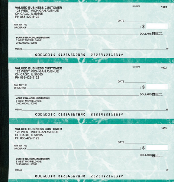 Teal Marble Executive Deskbook Checks
