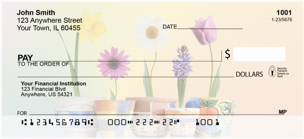 Spring Pots & Flowers Personal Checks
