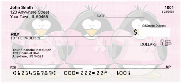 Jen Goode's Ribbon Penguins Personal Checks