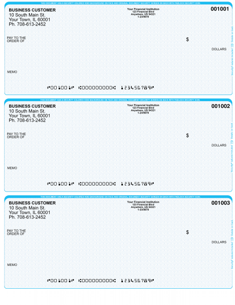 Teal Safety 3 Per Page Laser Checks