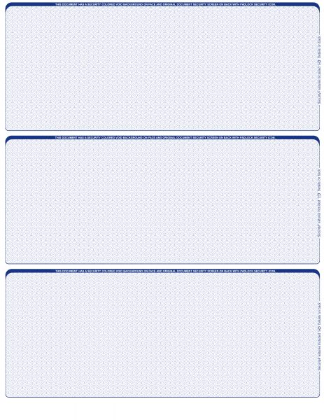 Blue Safety Blank 3 Per Page Laser Checks