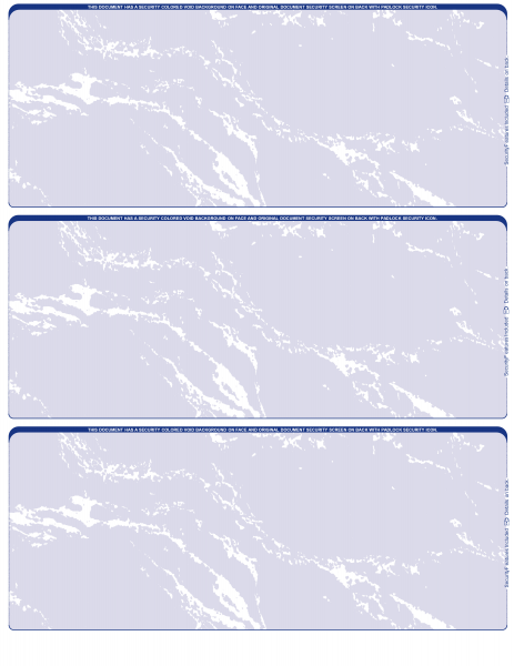 Blue Marble Blank 3 Per Page Laser Checks