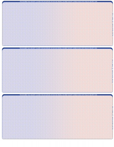 Blue Red Blank 3 Per Page Laser Checks