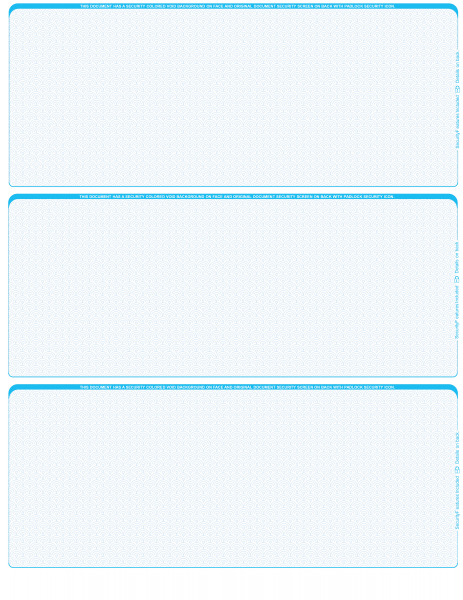 Teal Safety Blank 3 Per Page Laser Checks