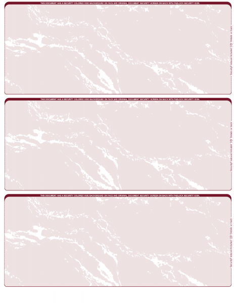 Burgundy Marble Blank 3 Per Page Laser Checks
