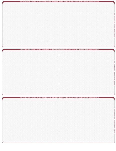 Wall Street Blank 3 Per Page Laser Checks