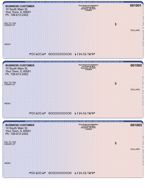 Blue Red 3 Per Page Laser Checks