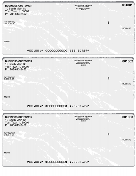 Grey Marble 3 Per Page Laser Checks