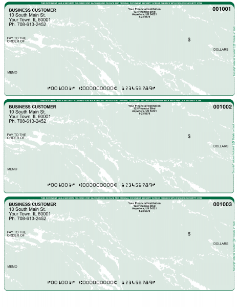 Green Marble 3 Per Page Laser Checks