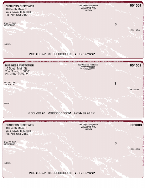 Burgundy Marble 3 Per Page Laser Checks