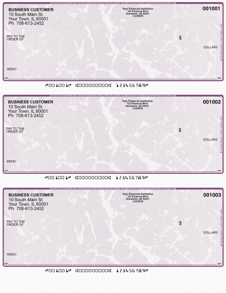 Violet Marble 3 Per Page Laser Checks