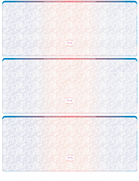 Blue Red Blank High Security 3 Per Page Laser Checks