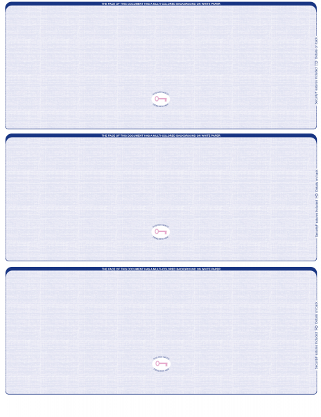 Blue Safety Blank High Security 3 Per Page Laser Checks