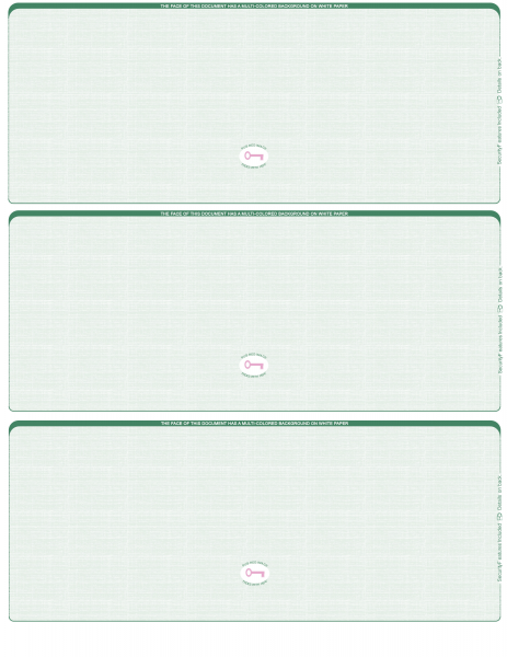 Green Safety Blank High Security 3 Per Page Laser Checks