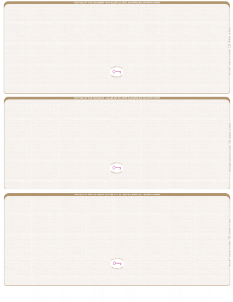 Tan Safety Blank High Security 3 Per Page Laser Checks