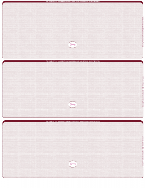 Burgundy Safety Blank High Security 3 Per Page Laser Checks